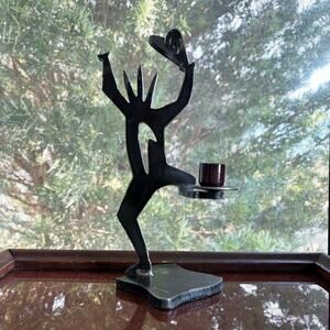 Ivan McLean 1998 Brutalist Cut Steel Dancing Figure Candle